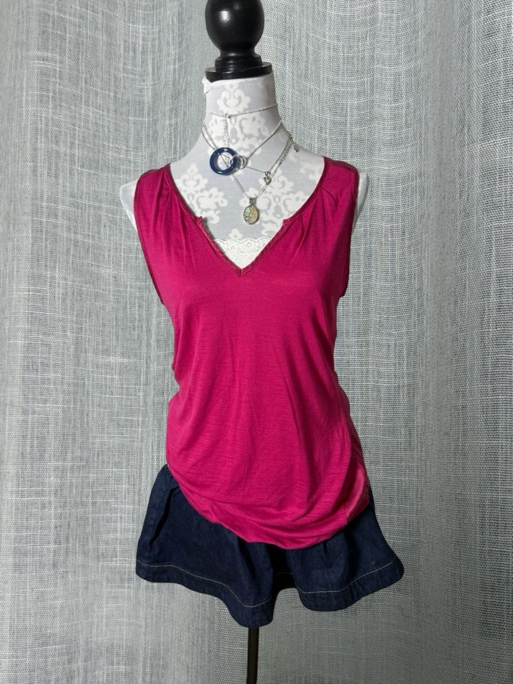 Banana Republic Silk Modal Sleeveless Tank Top Pink Magenta M